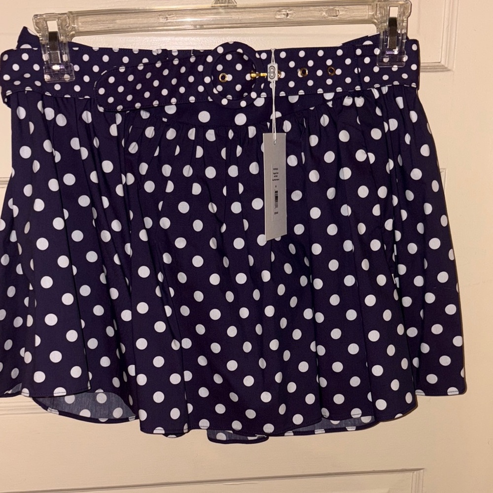 Caroline Constas White and Blue Smocked Bubble Mini Shorts